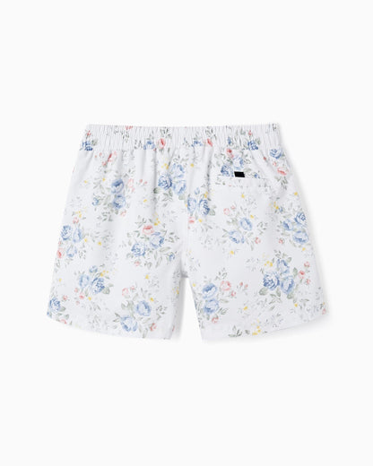 Floral Swim Shorts UPF 80 for Adults 'You&Me', White