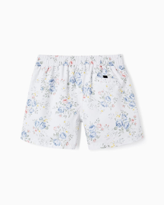 Floral Swim Shorts UPF 80 for Adults 'You&Me', White