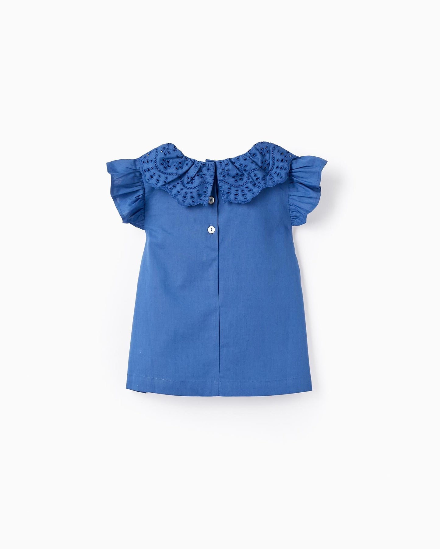 Cotton Top with Broderie Anglaise for Baby Girls, Blue