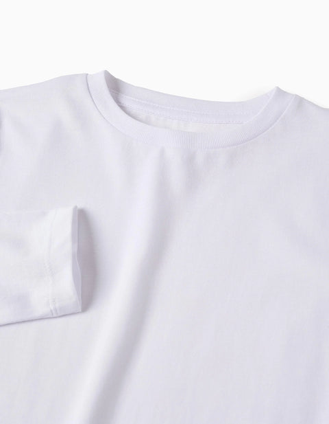 Pack of 2 Plain Long Sleeve T-shirts for Boys, White