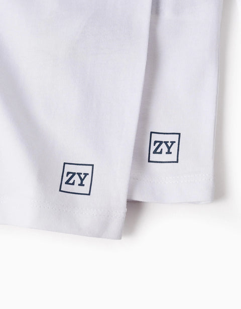 Pack of 2 Plain Long Sleeve T-shirts for Boys, White