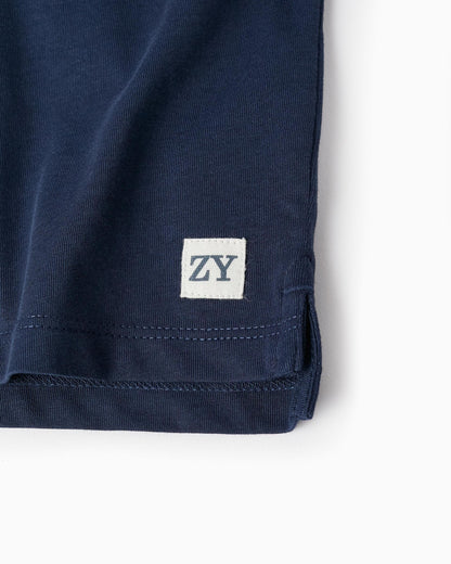 Long Sleeve Cotton Polo for Baby Boys, Dark Blue