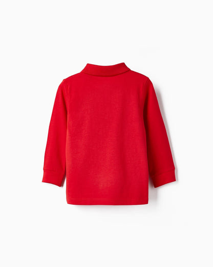 Long Sleeve Cotton Polo for Baby Boys, Red