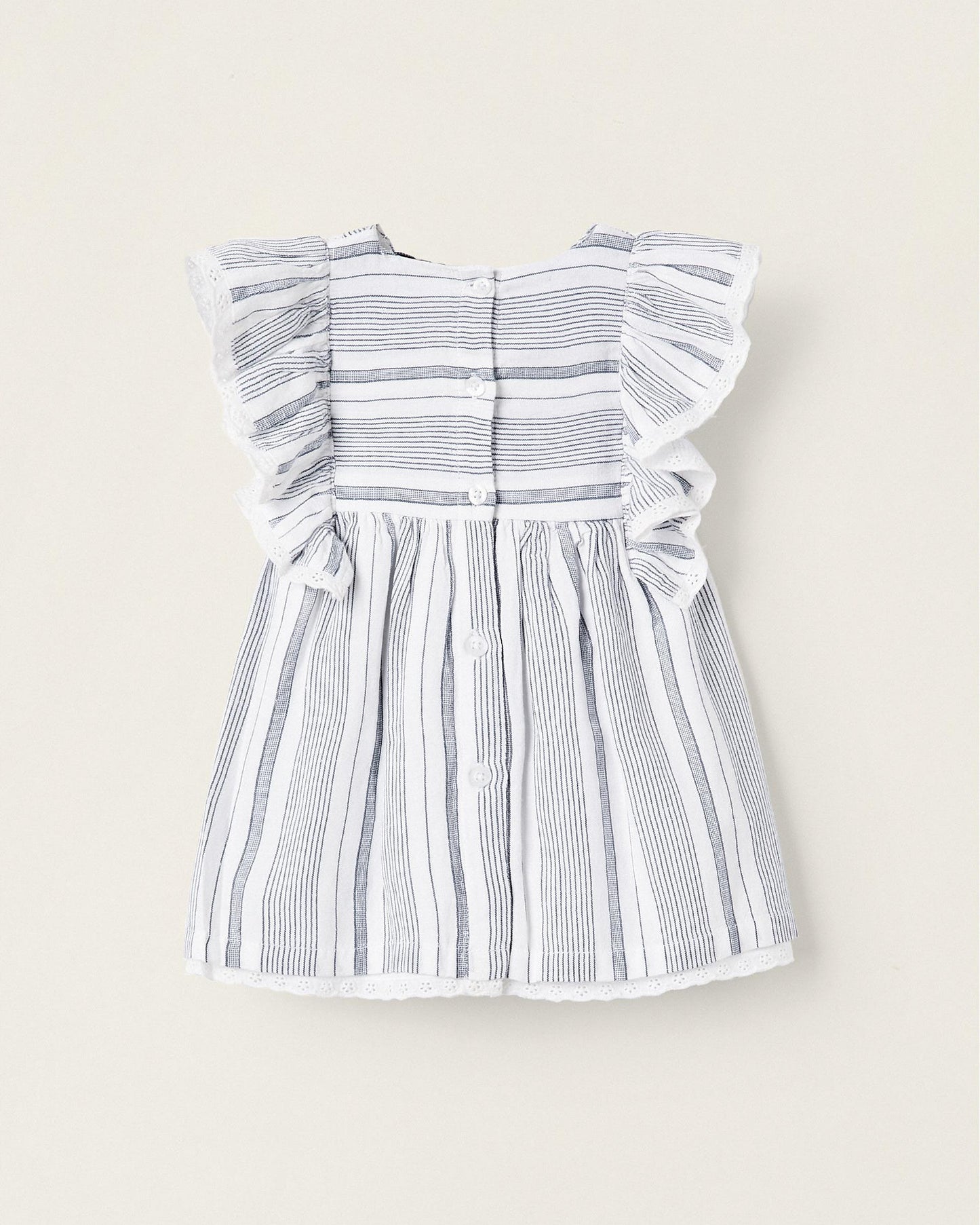 Striped Dress with Ruffles for Newborn Girls 'B&S', White/Blue