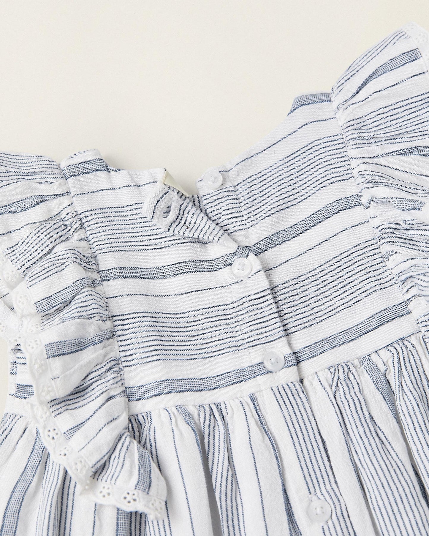 Striped Dress with Ruffles for Newborn Girls 'B&S', White/Blue