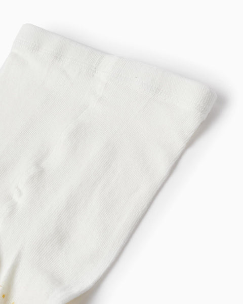 Tights for Girls, White/Yellow