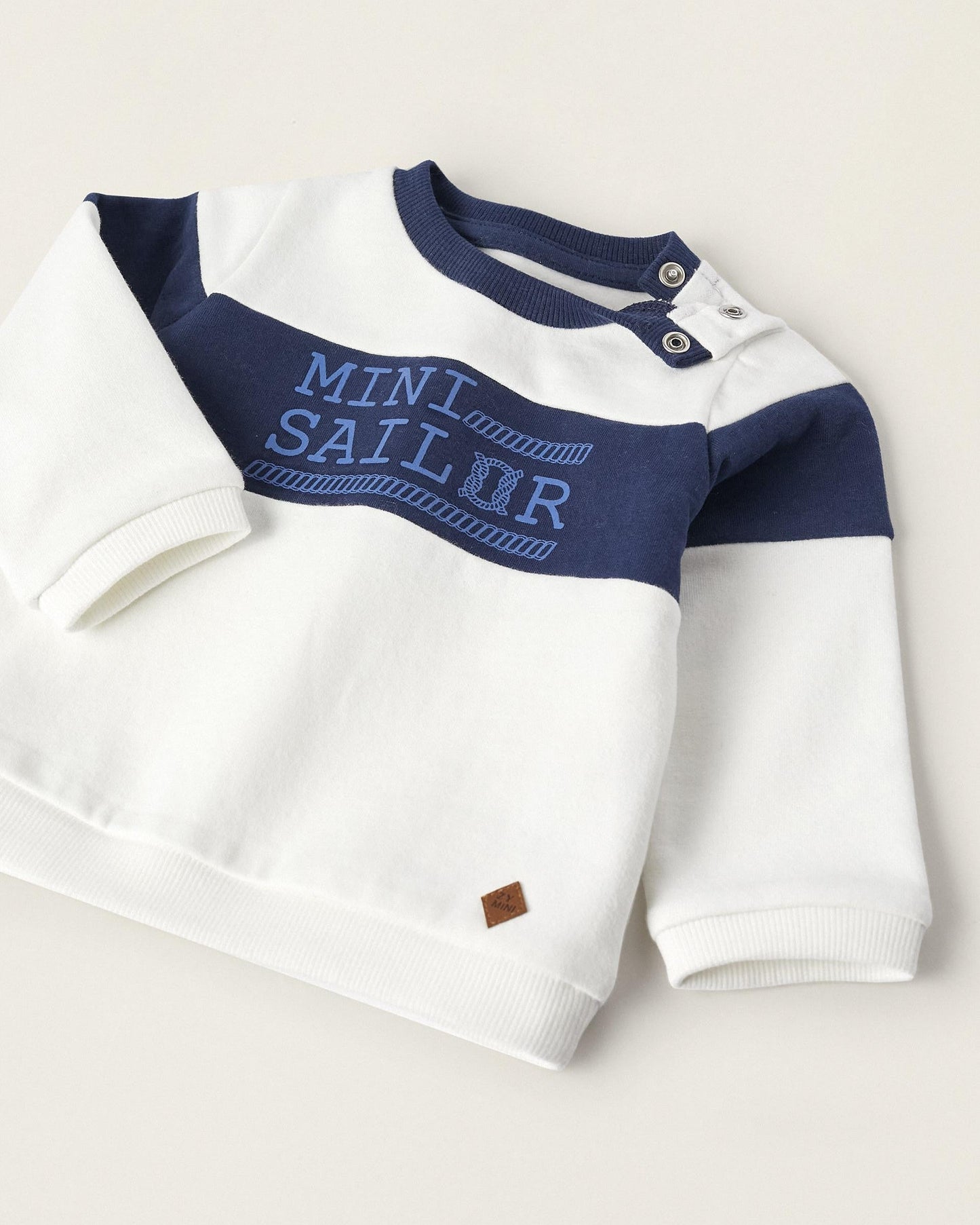 Sweatshirt for Newborn Boys 'Mini Sailor', White/Dark Blue