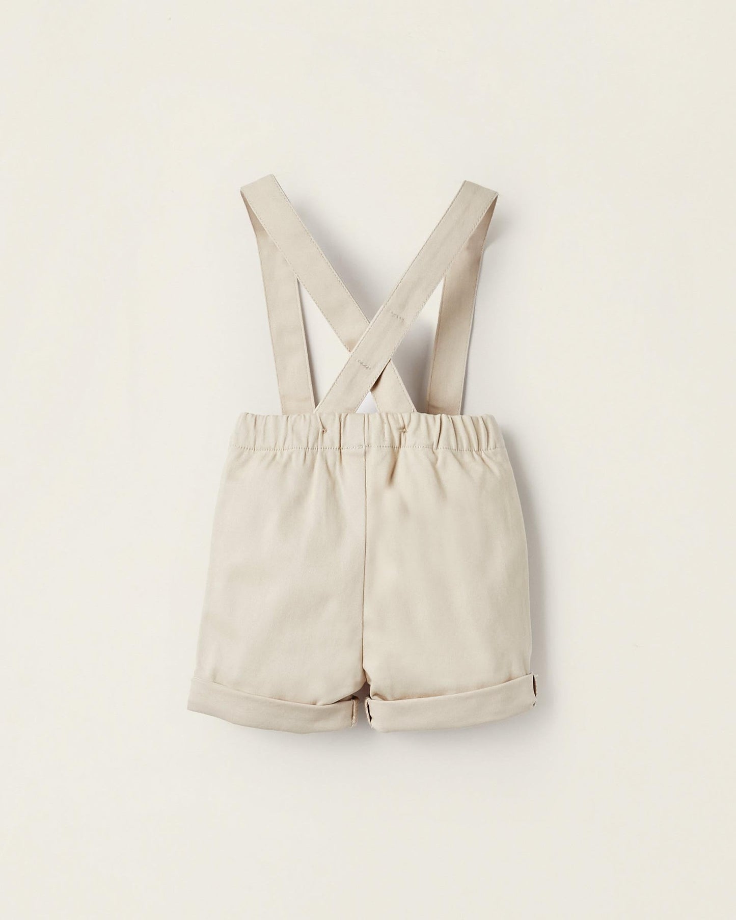 Shorts with Removable Straps for Newborns, Beige