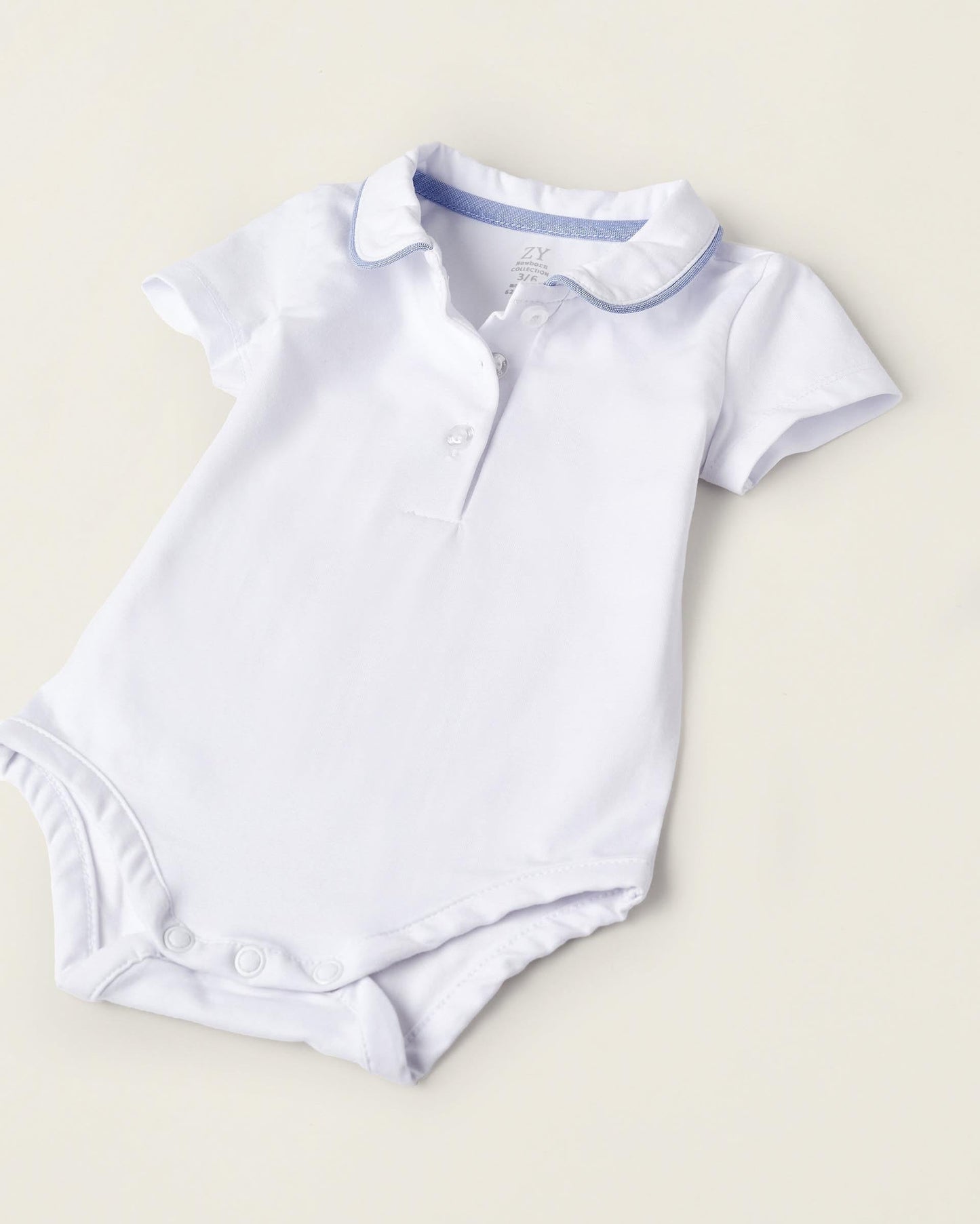 Bodysuit + Bloomers with Removable Straps for Newborn Boys, White/Beige