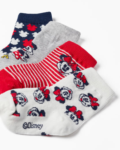 Pack of 4 Pairs of Socks for Baby Girls 'Minnie', Multicolour