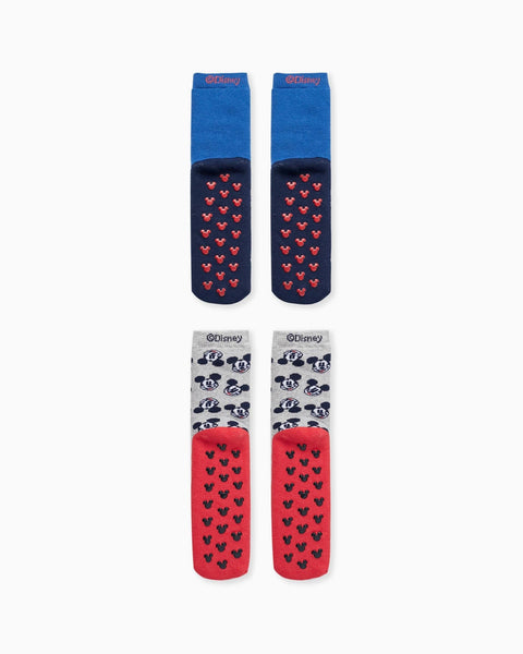 Pack of 2 pairs of Non-slip Socks for Boys 'Mickey', Multicolour