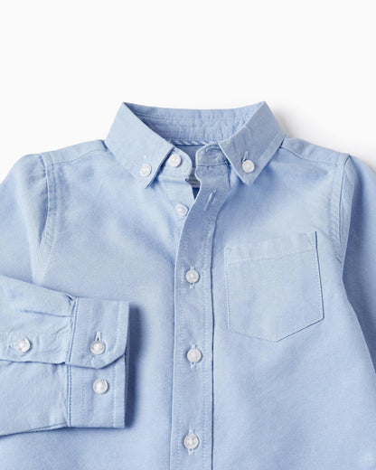 Classic Cotton Shirt for Baby Boys, Light Blue