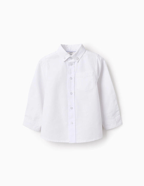 Cotton Shirt for Baby Boys, White
