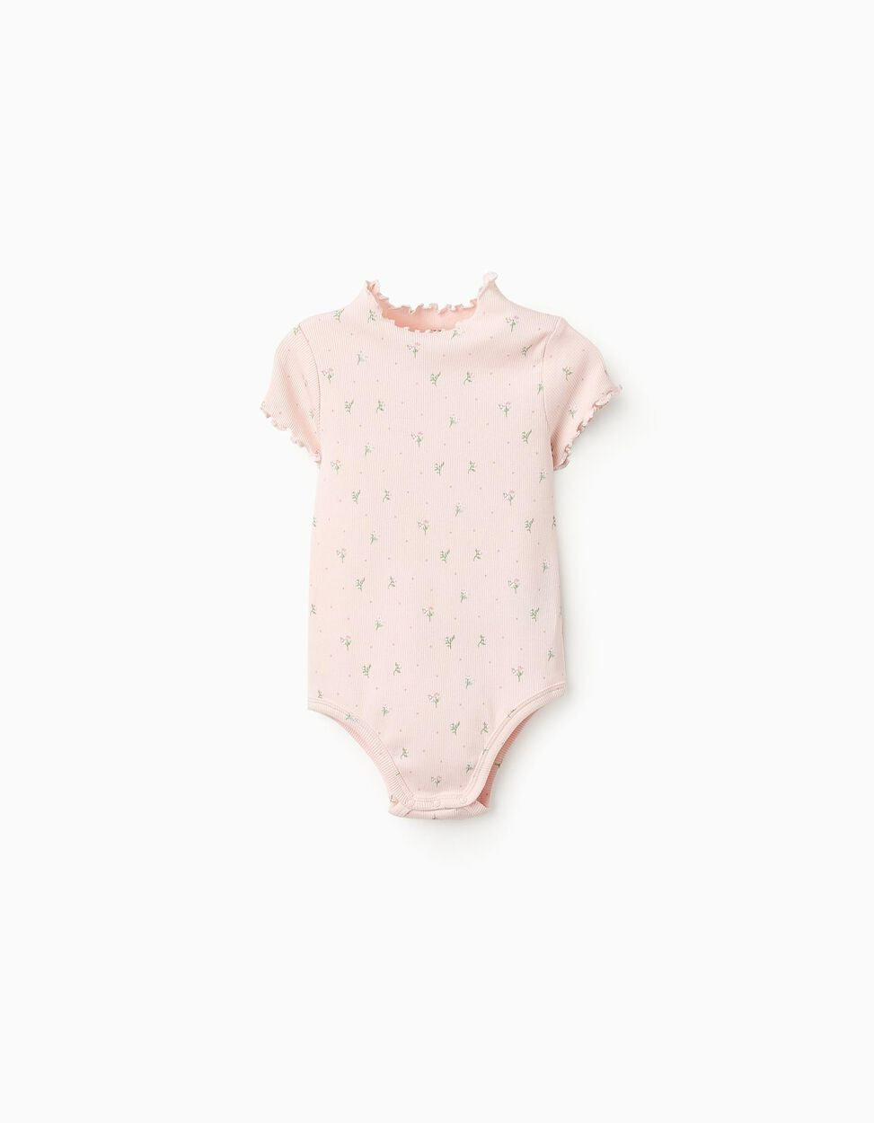 Ribbed Floral Bodysuit for Baby Girls, Pink