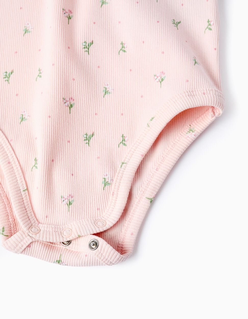 Ribbed Floral Bodysuit for Baby Girls, Pink