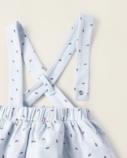 Bloomers with Skirt and Straps for Newborn Girls, Blue