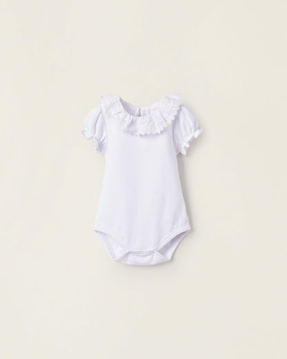 Bodysuit-Blouse in Cotton for Newborn Girls, White