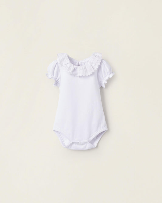 Bodysuit-Blouse in Cotton for Newborn Girls, White