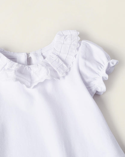 Bodysuit-Blouse in Cotton for Newborn Girls, White