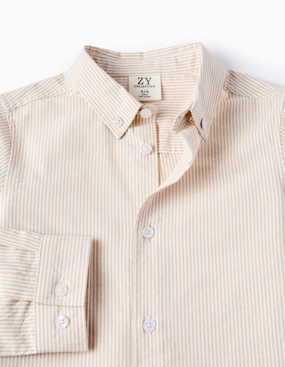 Cotton Striped Shirt for Boys, Beige/White