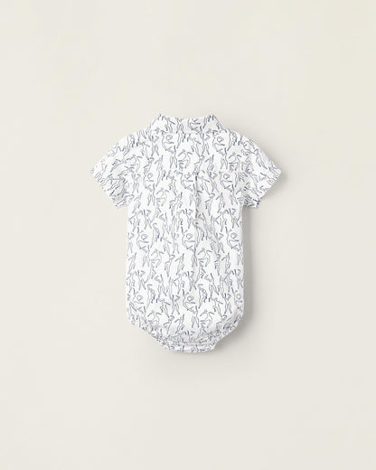 Bodysuit with Print for Newborns 'You & Me', White/Blue