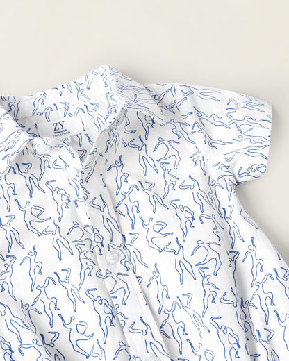 Bodysuit with Print for Newborns 'You & Me', White/Blue