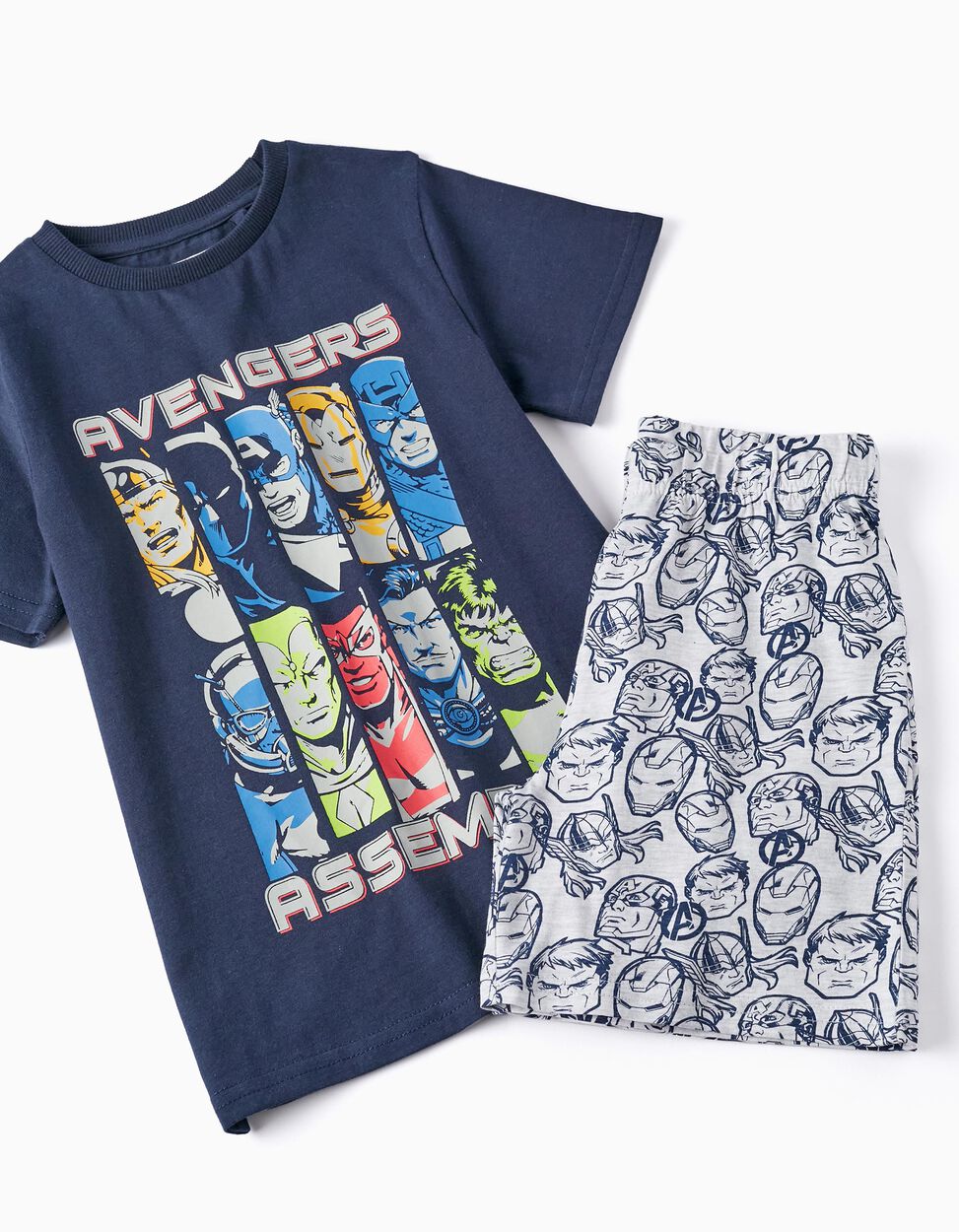 Cotton Pyjamas for Boys 'The Avengers', Blue/Grey