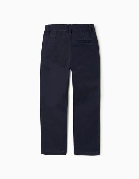 Chino Twill Trousers for Boys 'Slim Fit', Dark Blue