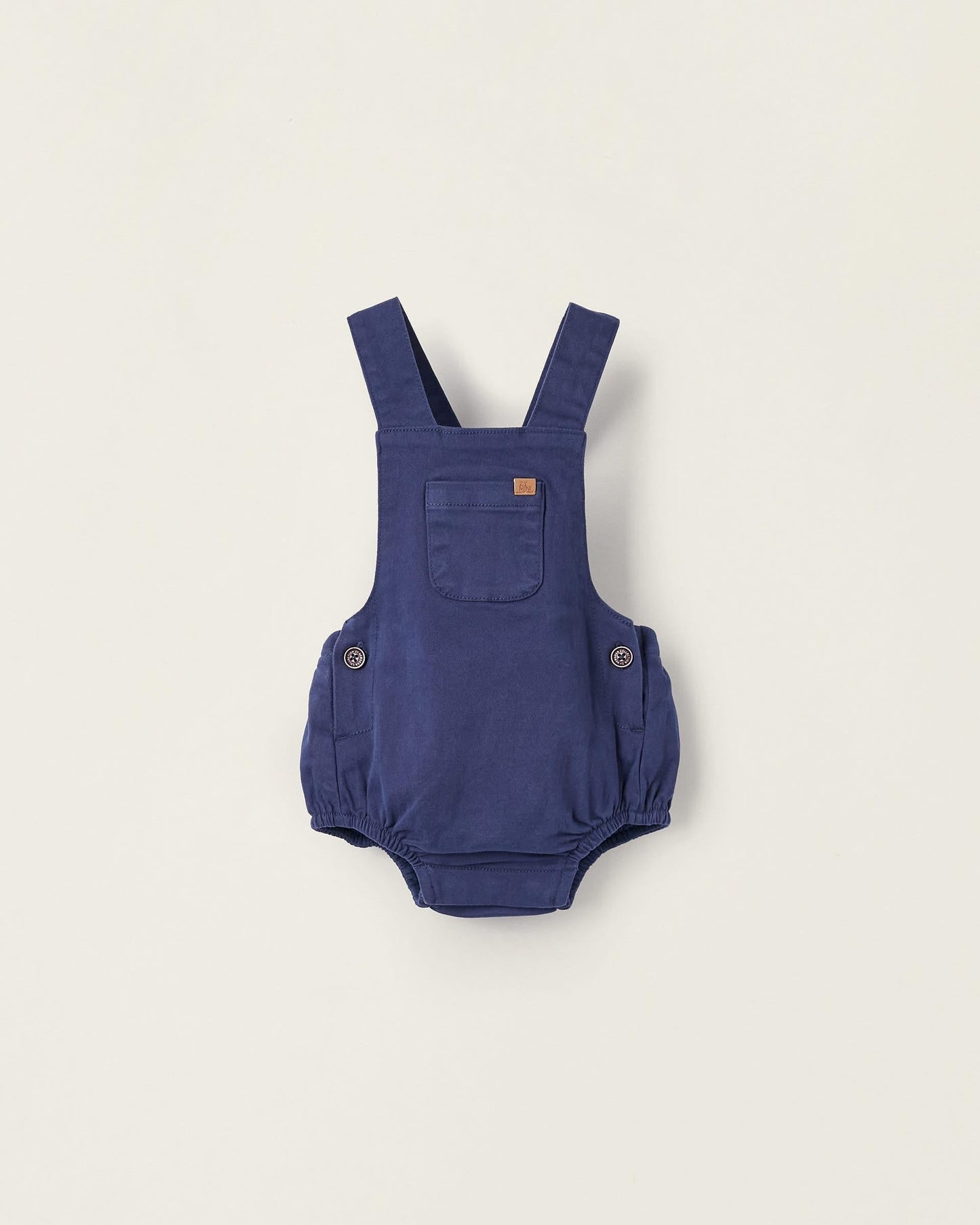 Cotton Twill Jumpsuit for Newborn Boys, Dark Blue