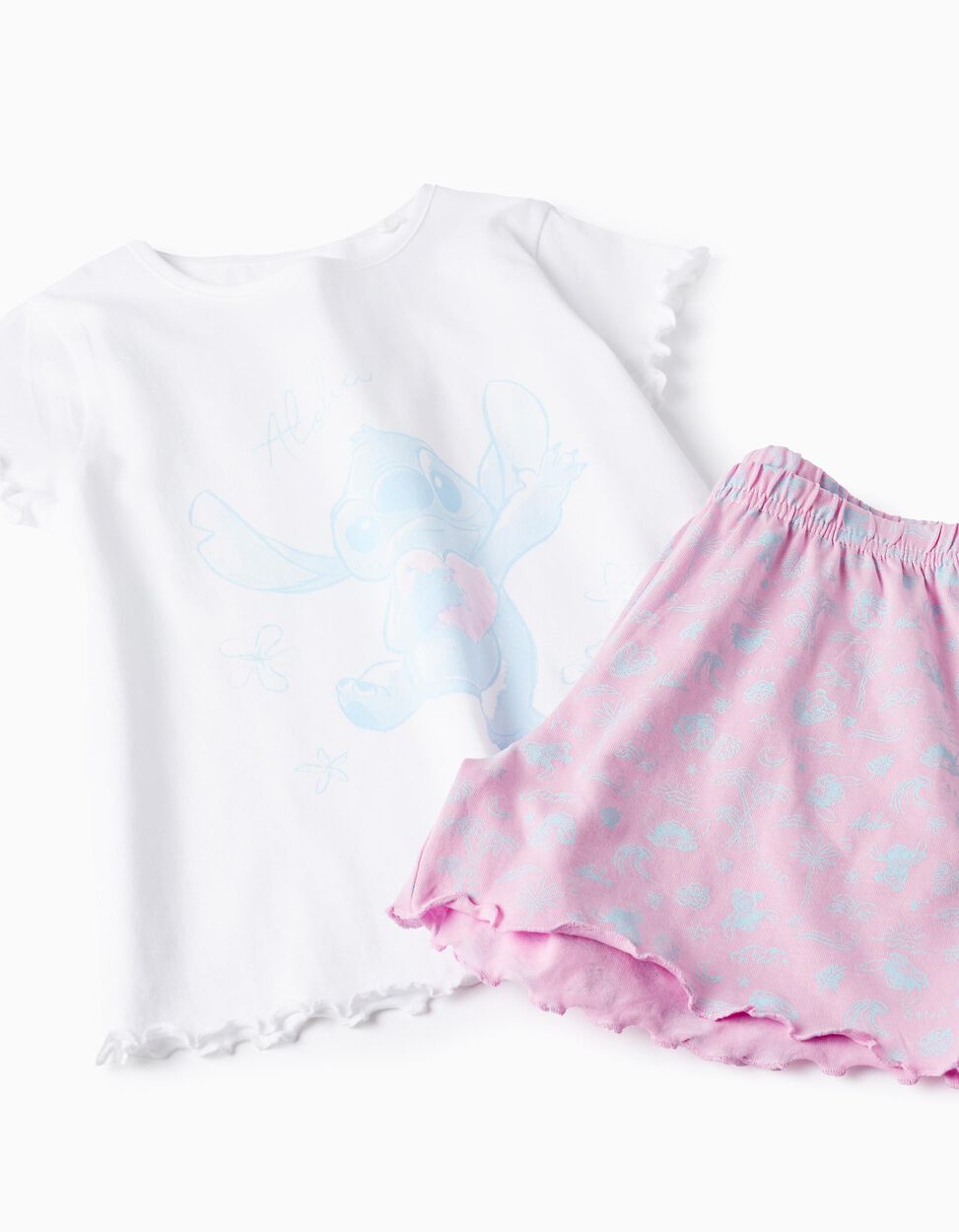 Cotton Pyjamas for Girls 'Heart', White/Pink/Blue