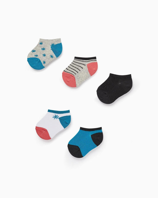 Pack of 5 Pairs of Ankle Socks for Baby Boys 'Stars', Multicolour