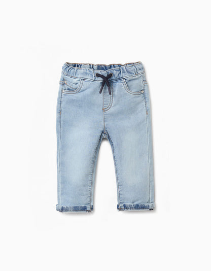 Denim Joggers Trousers for Baby Boys, Light Blue