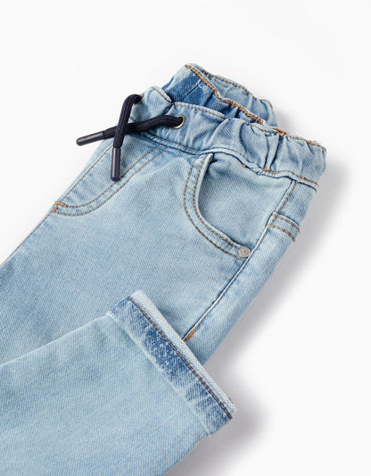 Denim Joggers Trousers for Baby Boys, Light Blue