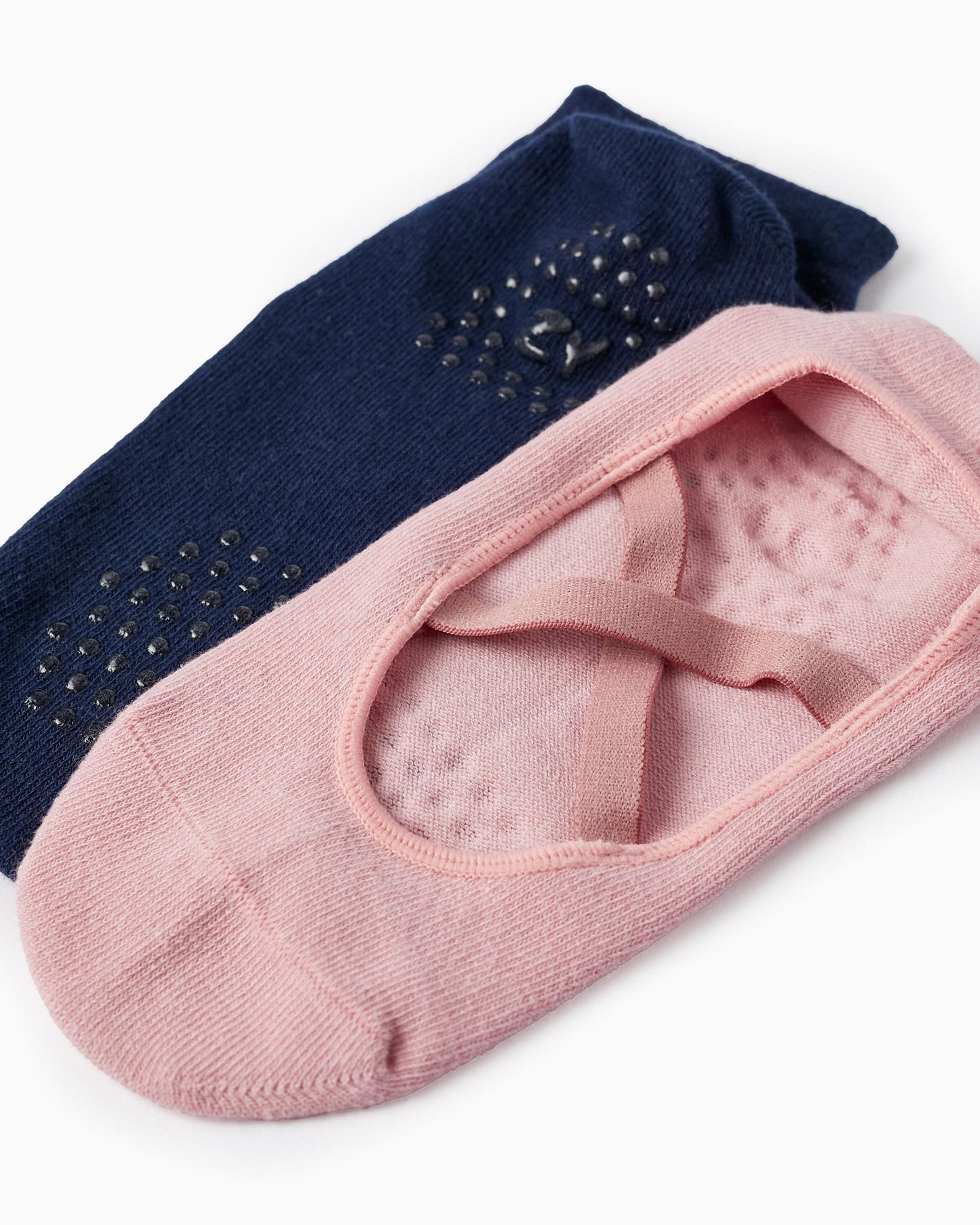 Pack of 2 Pairs of Non-Slip Yoga Socks for Girls, Pink/Blue