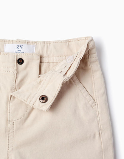Twill Chino Trousers for Baby Boys, Beige
