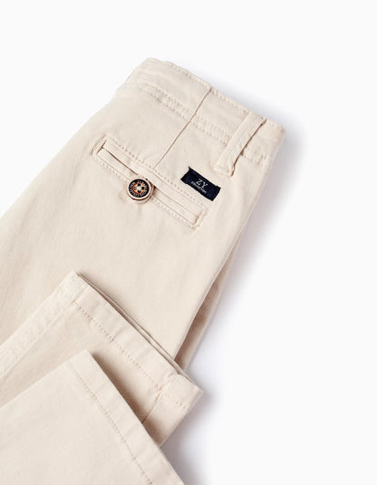 Twill Chino Trousers for Baby Boys, Beige