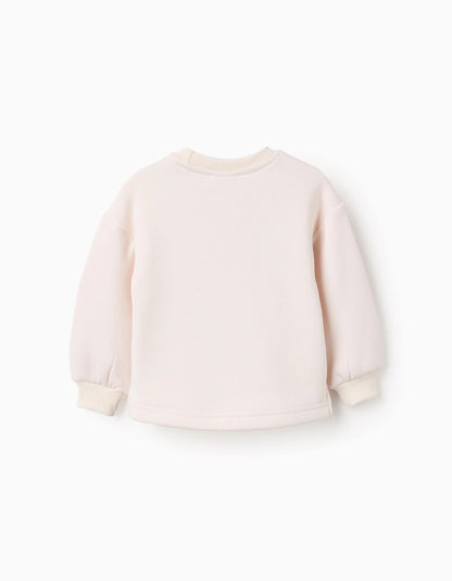 Brushed Sweatshirt for Baby Girls 'Lion', White