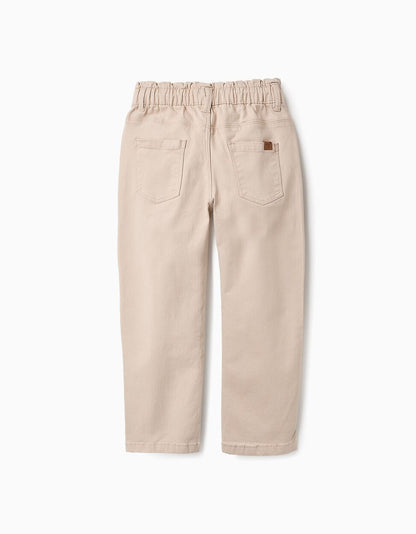 Paperbag Trousers for Girls, Beige