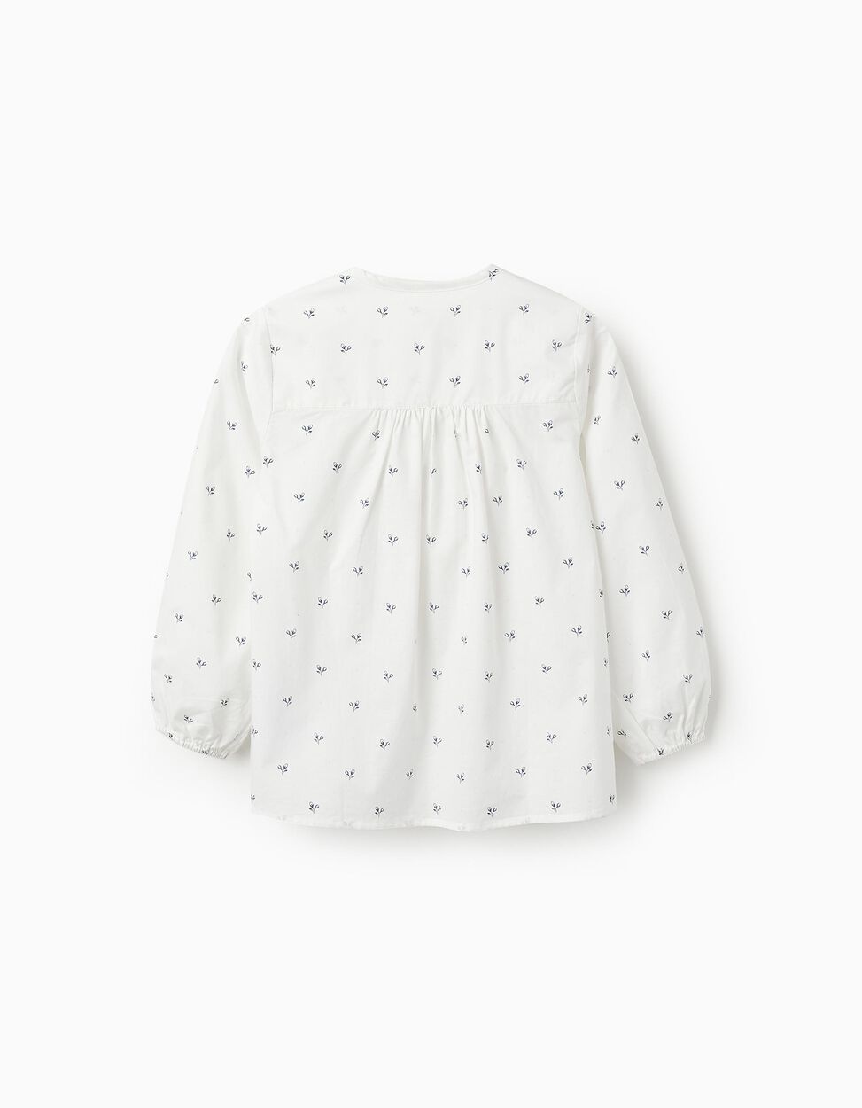 Floral Cotton Shirt for Girls, White