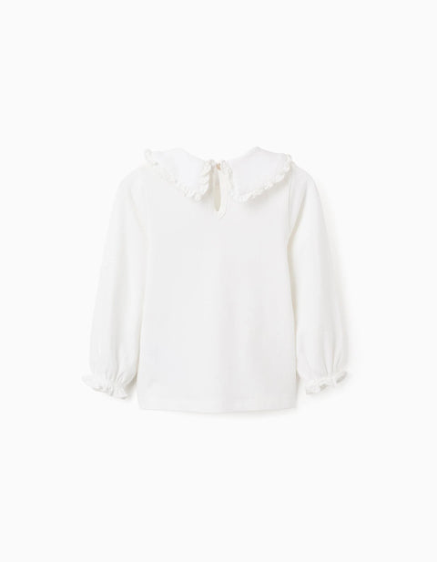Ruffled T-shirt for Baby Girls, White