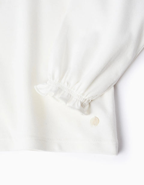 Ruffled T-shirt for Baby Girls, White