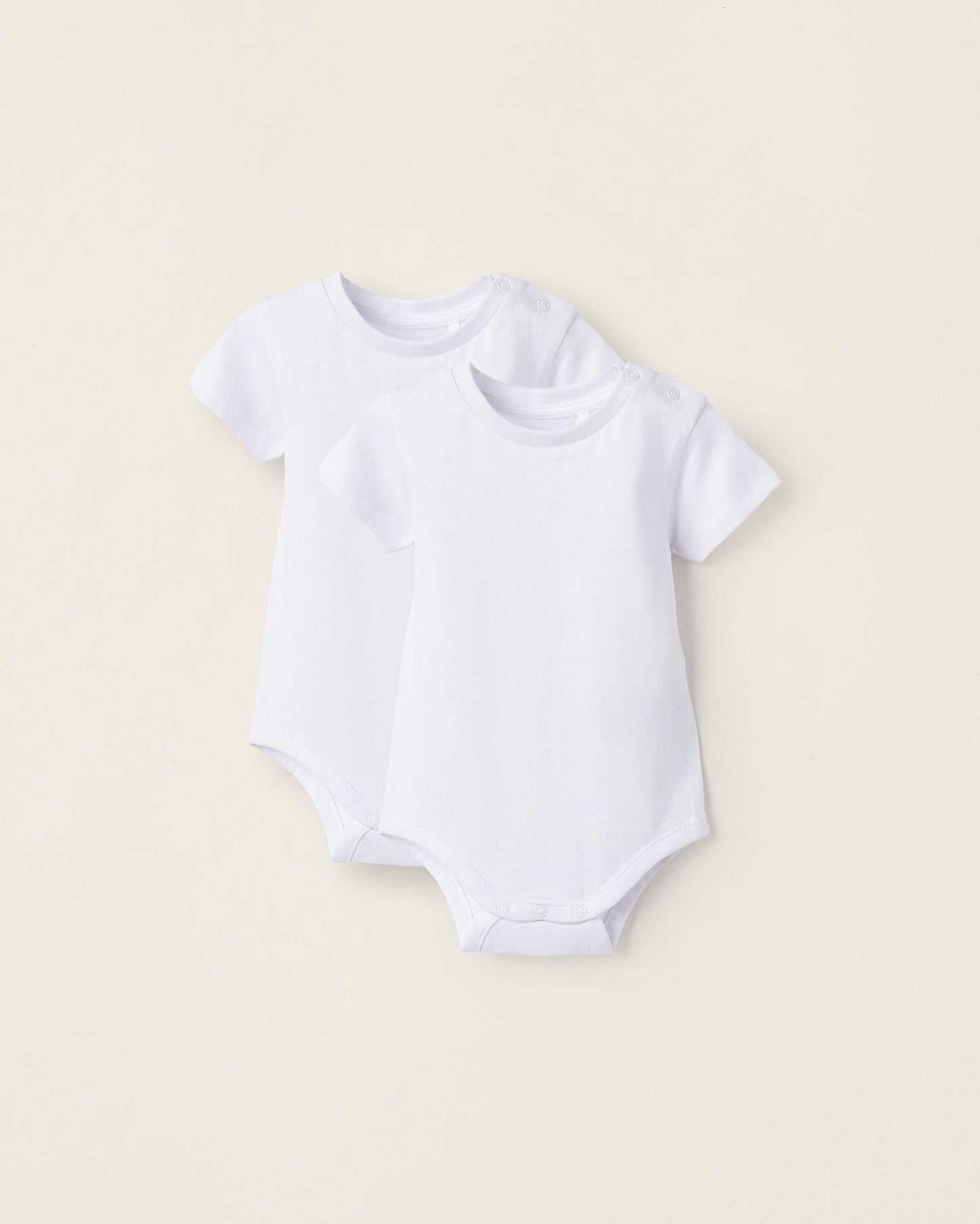 Pack of 2 Cotton Bodysuits for Newborns, White