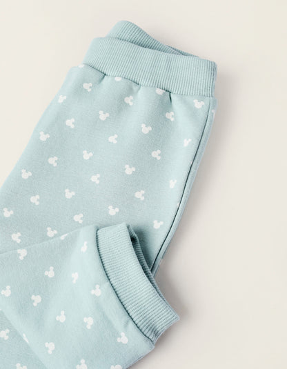 Sweatshirt + Footed Trousers for Newborn Girls 'Mickey', Grey/Mint Green