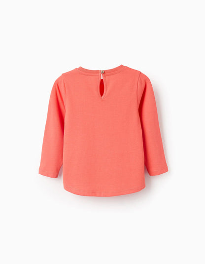 Long Sleeve Cotton T-shirt for Baby Girls 'Giraffe', Orange