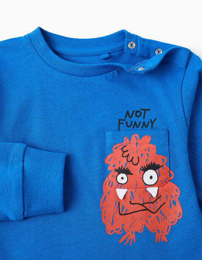 Long Sleeve T-shirt for Baby Boys 'Angry Monster', Blue