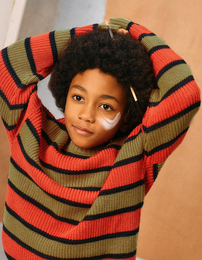 Ribbed Striped Jumper for Boys, Brown