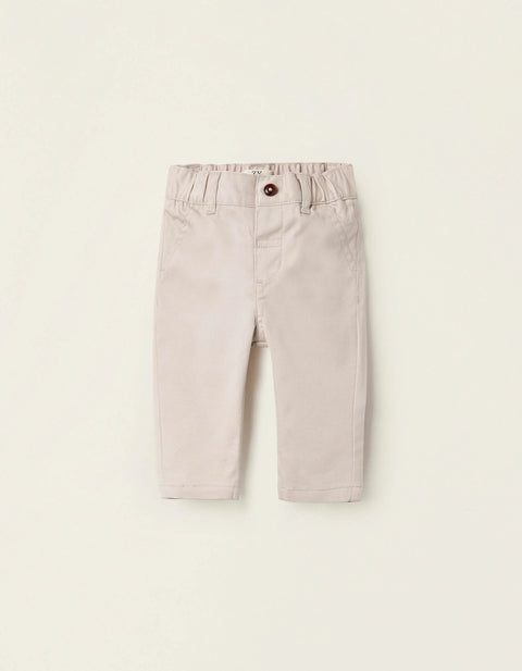 Chino Trousers for Newborn Boys, Beige