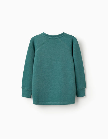 Textured Sweatshirt with Pocket for Boys, Green