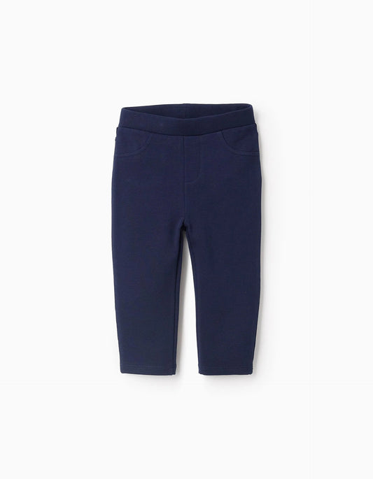 Brushed Jeggings for Baby Girls, Dark Blue