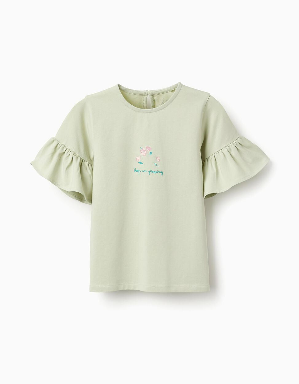 T-shirt with Ruffle Sleeves for Girls, Green